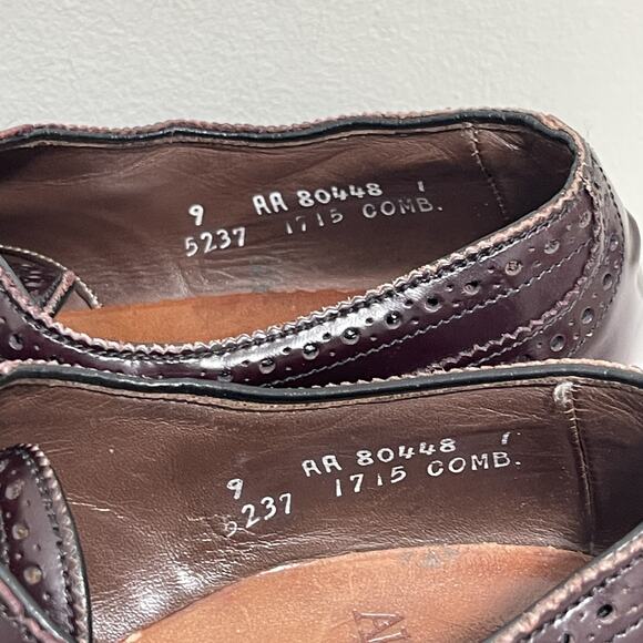 Allen Edmonds Shoes Mens Size 9 Oxford Cap Toe Brogue Sanford Leather Made in US main image 7